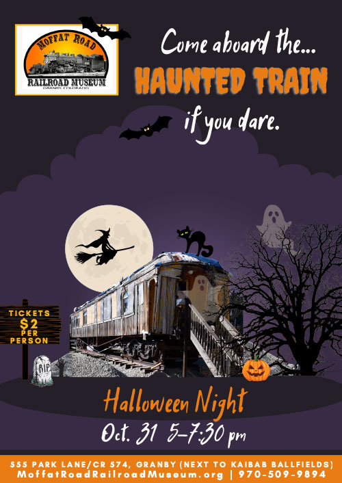 Haunted Train Oct 31st 5-7:30pm at Moffat Road Railroad Museum