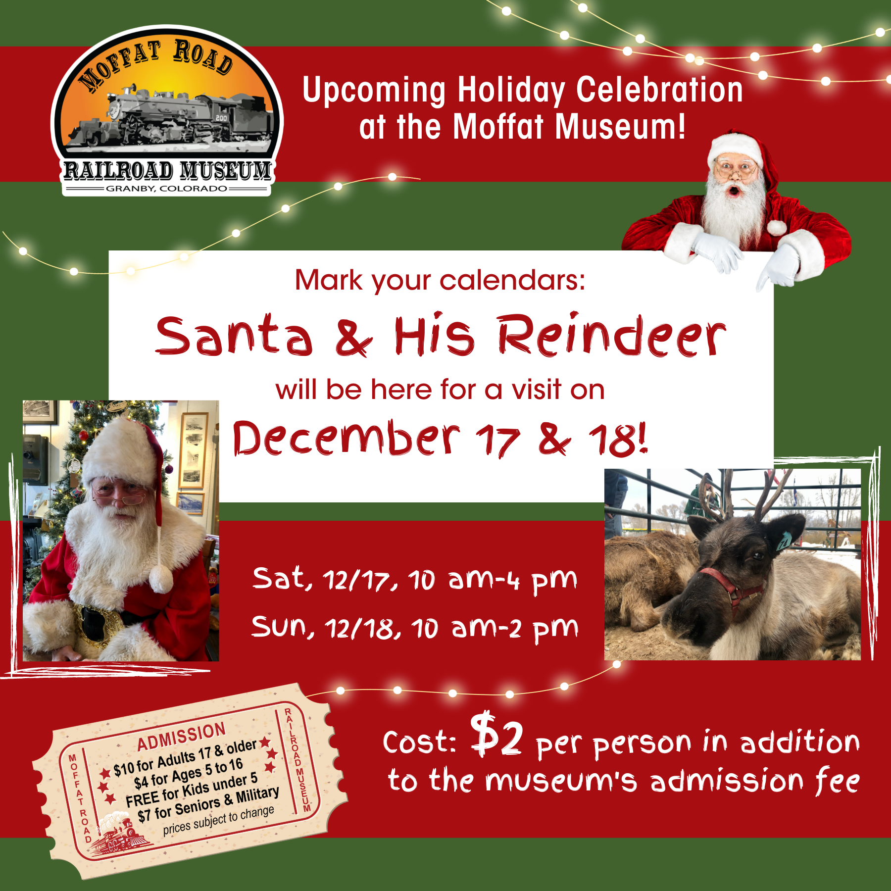 Santa & Reindeer Event on December 17 & 18, 2022