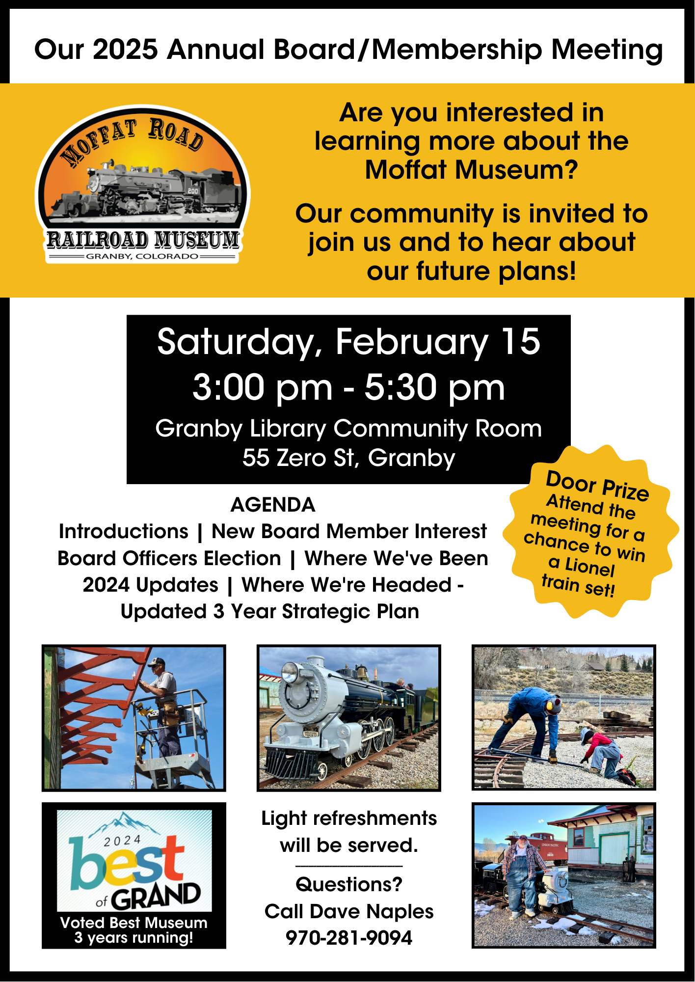 Moffat Road Railroad Museum Annual Board Meeting February 15, 2025