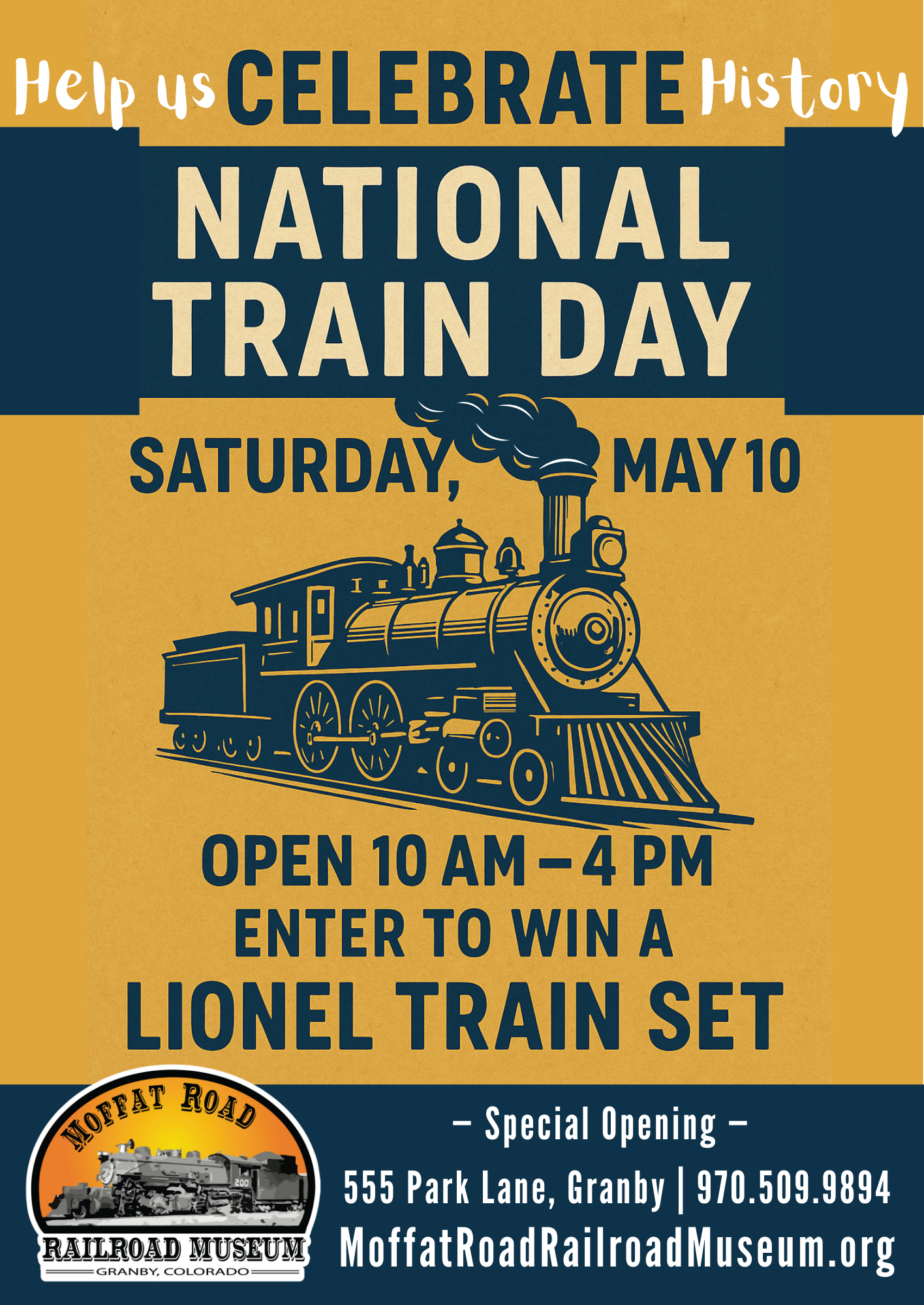MRRM Nat'l Train Day SHN Ad 20250507 & 20250509 National Train Day is May 10 and our museum will be open 10 am-4 pm