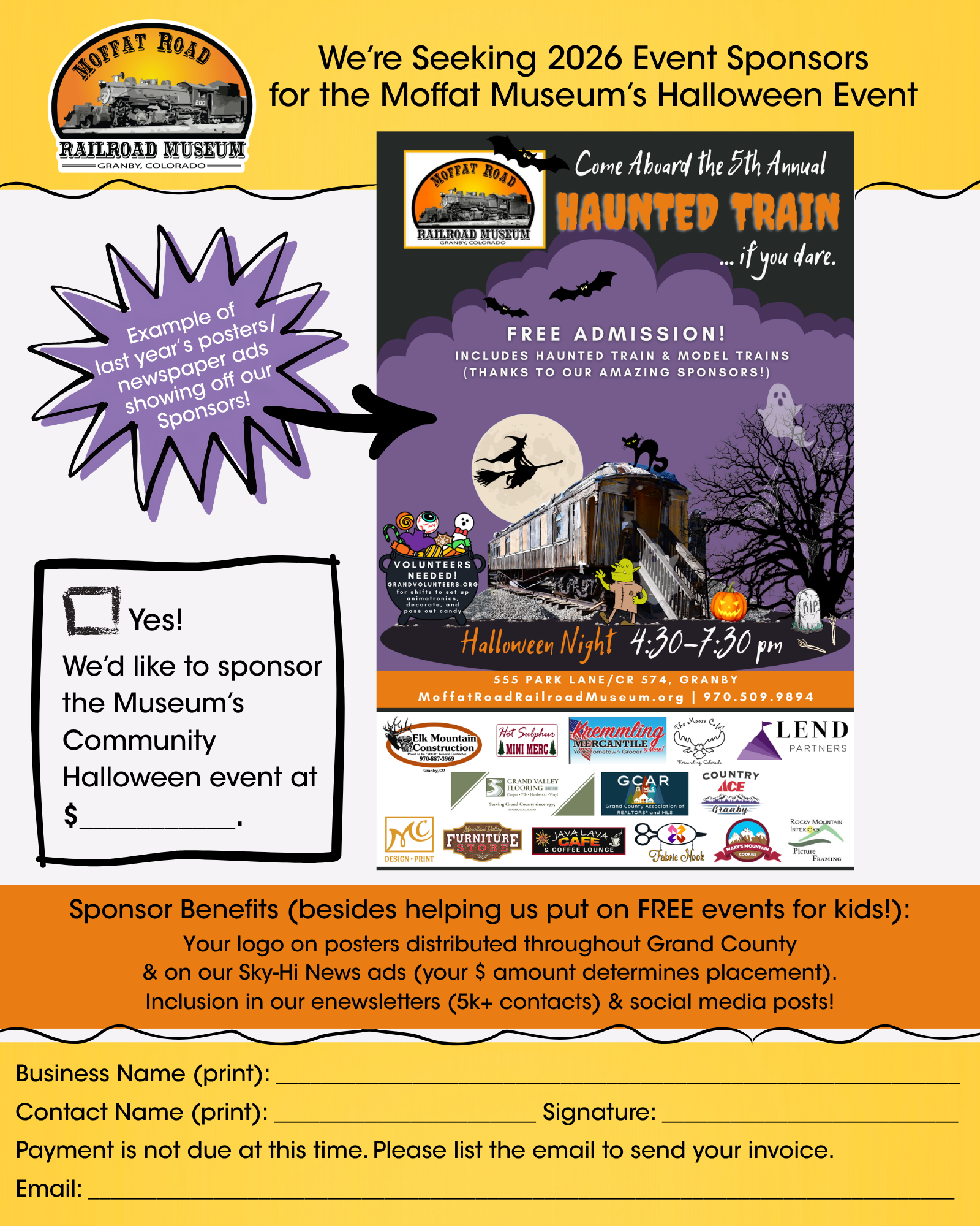 Seeking Halloween event sponsors